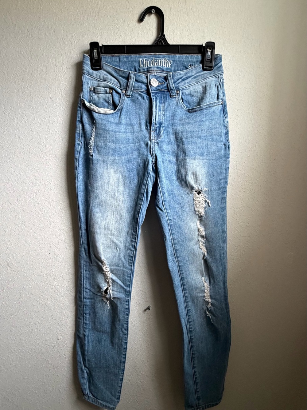 Light Blue Distressed Skinny Jeans - Women
